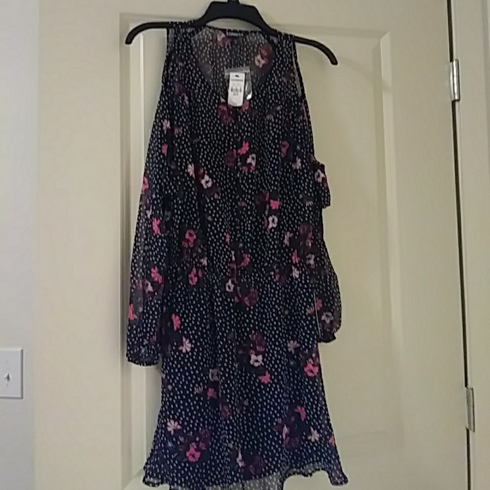 Express Cold Shoulder Elastic waist Dress